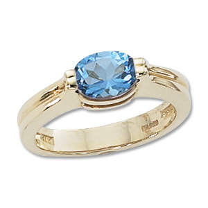 Oval Blue Topaz Ring image: 14KY 8X6 FACETED OVAL SWISS BT