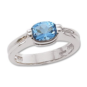 Oval Blue Topaz Ring image: 14KW 8X6 FACETED OVAL SWISS BT