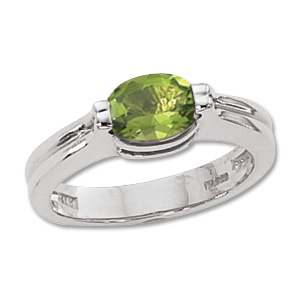 Oval Peridot Ring image: 14KW 8X6 FACETED OVAL PERIDOT