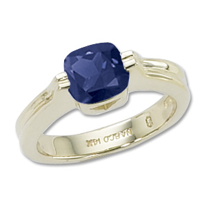 Cushion Iolite Ring image: 14KY 7MM FACETED CUSH IOLITE