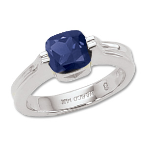 Cushion Iolite Ring image: 14KW 7MM FACETED CUSH IOLITE