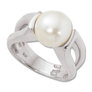 Split Shank Pearl Ring image: 14KW 9.5-9.75MM ROUND FW-PEARL