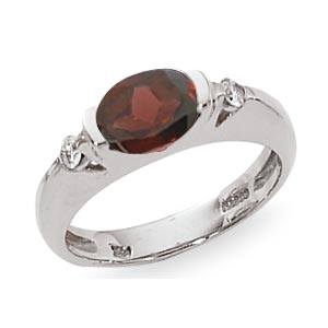 14KW 8X6 GARNET OVAL W/.10CTTW DIA. I3-SI1/G-H picture
