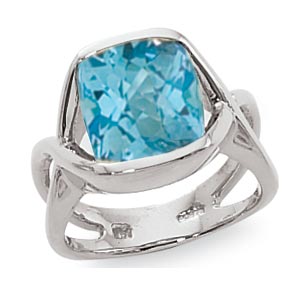 SS 10MM CUSHION CHECKERBOARD BLUE TOPAZ picture