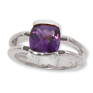 SS 8MM CUSHION RING-AMTHYST picture