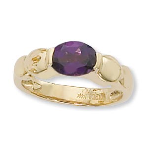 14KY 8X6 OVAL RING-AMETHYST picture