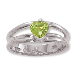 SS 6MM HEART-PERIDOT picture