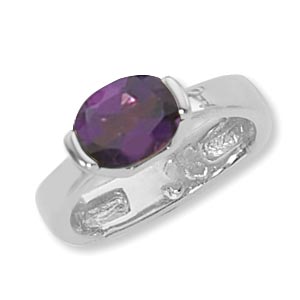 SS 9X7 OVAL RING-AMETH picture