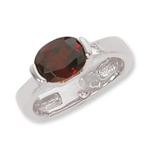 SS 9X7 OVAL RING-GARNT picture