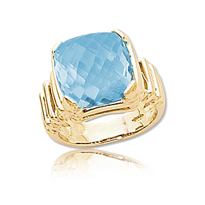Blue Topaz Ring image: 14KY STEPPED SIDE W/SQRE