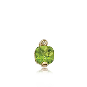 14KY 8MM PERIDOT CUSH W/.04CTTW DIA. I3-SI1/G-H picture