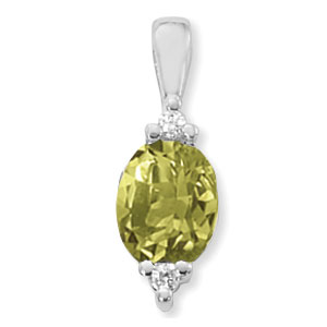 SS 10X8 PERIDOT OVAL W/.08CTTW DIA. I3-SI1/G-H picture