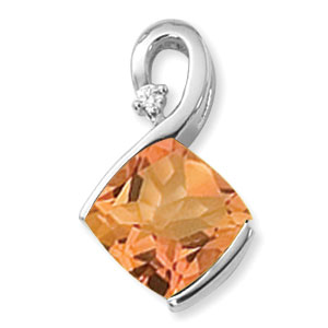 SS 10MM CITRINE CUSH W/.04CTTW DIA. I3-SI1/G-H picture