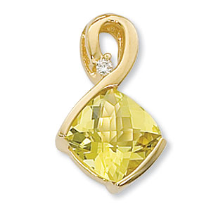 14KY 10MM CUSHION ORO VERDE .04CT DIA image